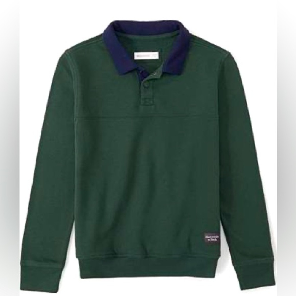 Abercrombie & Fitch AF Rugby Polo Sweater, long sleeve, Green/Blue; Kids 13/14;